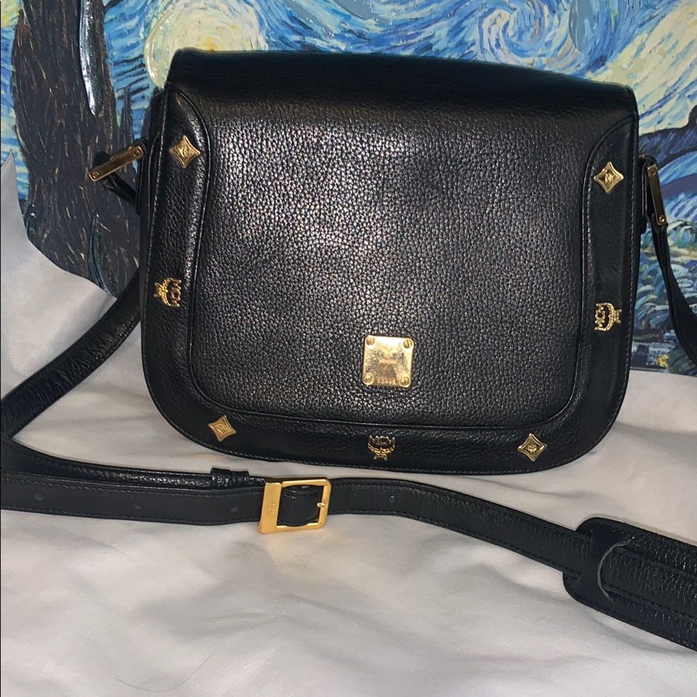 MCM Vintage Black Crossbody Bag with Gold Accents - Picture 8 of 8